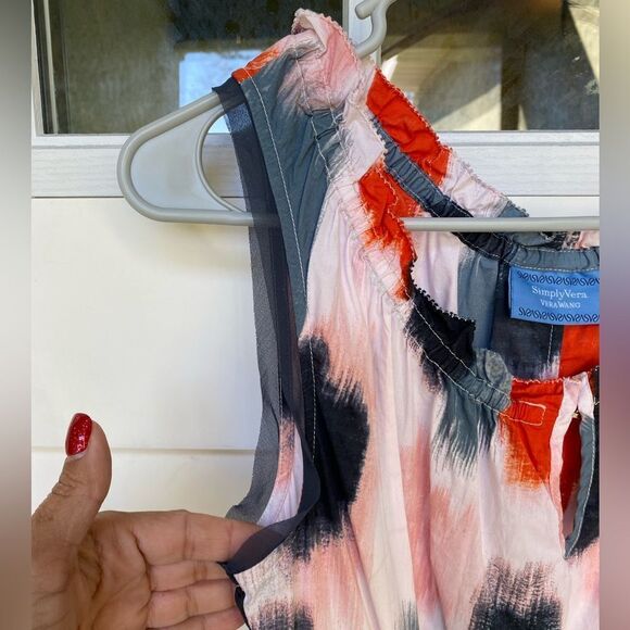 EUC SIMPLY VERA WANG Round Neck, Cinched Waist, Bow-Orange, B & W Sundress MED - Picture 7 of 14